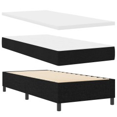 vidaXL Letto con Box Spring e Materasso e Panchina Nero 100x200 cm Tessuto