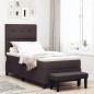 vidaXL Letto Box Spring con Materasso e Panchina Marrone Scuro 100x200 cm Tessuto