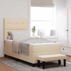 vidaXL Letto Box Spring con Materasso e Panchina Crema 100x200 cm Tessuto