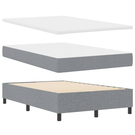 vidaXL Letto con rete a molle con materasso e panca grigio chiaro 120x190 cm in tessuto