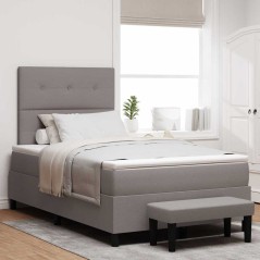 vidaXL Letto a molle con materasso e panca taupe 120x190 cm Tessuto