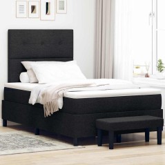 vidaXL Letto Box Spring con Materasso & Panchina Nero 120x200 cm Tessuto