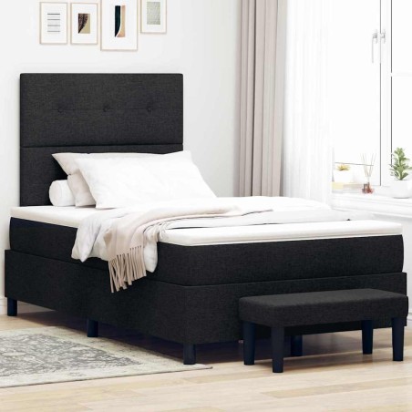 vidaXL Letto Box Spring con Materasso & Panchina Nero 120x200 cm Tessuto