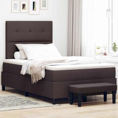 vidaXL Letto con Box Spring con Materasso e Panchina Marrone Scuro 120x200 cm Tessuto
