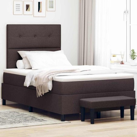 vidaXL Letto con Box Spring con Materasso e Panchina Marrone Scuro 120x200 cm Tessuto