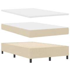vidaXL Letto box spring con materasso e panchina crema 120x200 cm tessuto