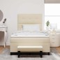 vidaXL Letto box spring con materasso e panchina crema 120x200 cm tessuto