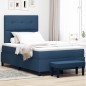 vidaXL Letto con Box Spring e Materasso & Panchina Blu 120x200 cm Tessuto