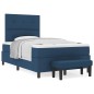 vidaXL Letto con Box Spring e Materasso & Panchina Blu 120x200 cm Tessuto