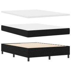 vidaXL Letto con box spring e materasso e panchina nero 140x200 cm tessuto