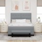 vidaXL Letto Box Spring con Materasso e Panchina Grigio Chiaro 160x200 cm Tessuto