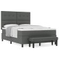 vidaXL Letto con Box Spring e Materasso & Panca Grigia Scura 160x200 cm in Tessuto