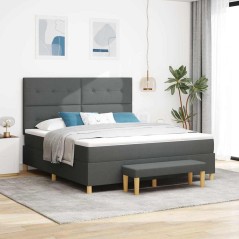 vidaXL Letto con Box Spring con Materasso e Panca Grigio Scuro 180x200 cm Tessuto
