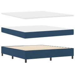 vidaXL Letto box spring con materasso e panca blu 180x200 cm tessuto
