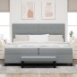 vidaXL Letto Boxspring con Materasso e Panchina Grigio Chiaro 200x200 cm Tessuto