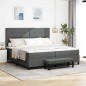 vidaXL Letto Box Spring con Materasso & Panchina Grigio Scuro 200x200 cm Tessuto vidaXL Letto Box Spring con Materasso & Panchina Grigio Scuro 200x200 cm Tessuto