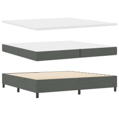 vidaXL Letto Box Spring con Materasso & Panchina Grigio Scuro 200x200 cm Tessuto