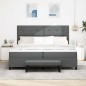 vidaXL Letto Box Spring con Materasso & Panchina Grigio Scuro 200x200 cm Tessuto vidaXL Letto Box Spring con Materasso & Panchina Grigio Scuro 200x200 cm Tessuto