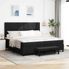vidaXL Letto a Box Spring con Materasso e Panchina Nero 200x200 cm Tessuto