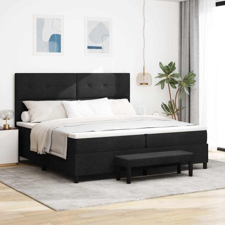 vidaXL Letto a Box Spring con Materasso e Panchina Nero 200x200 cm Tessuto