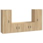 Set di Mobili Porta TV 4 pz Rovere Sonoma in Legno Multistrato Set di Mobili Porta TV 4 pz Rovere Sonoma in Legno Multistrato