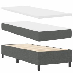 vidaXL Letto a scatola con materasso e panca grigio scuro 80x200 cm tessuto