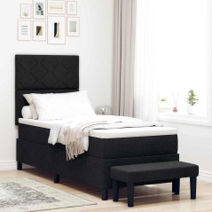 vidaXL Letto a Molle con Materasso e Panca Nero 80x200 cm Tessuto