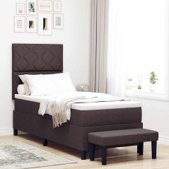 vidaXL Letto con Box Spring e Materasso Marrone Scuro 80x200 cm Tessuto