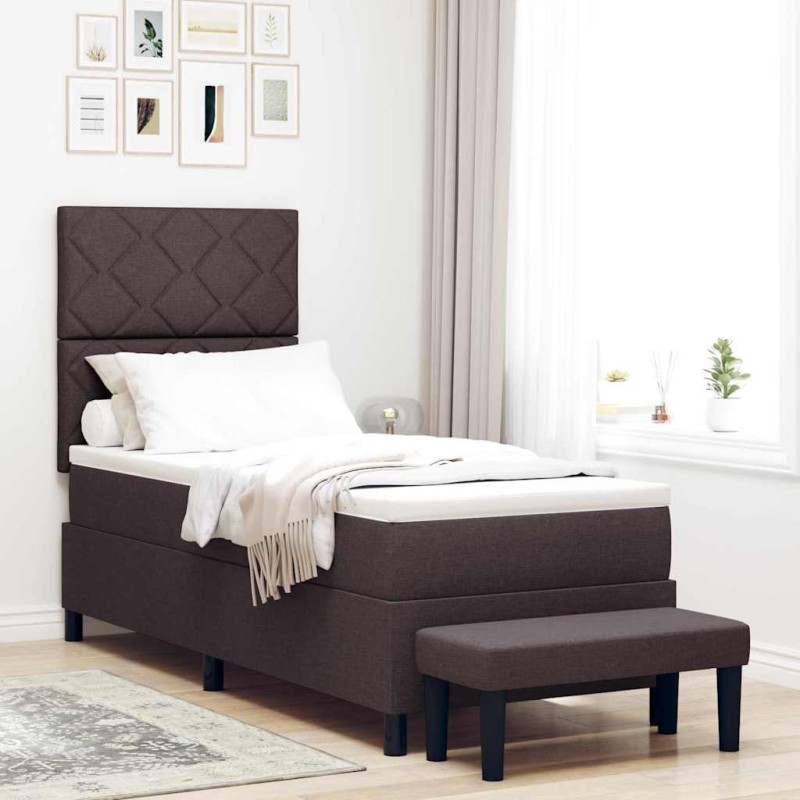 vidaXL Letto con Box Spring e Materasso Marrone Scuro 80x200 cm Tessuto