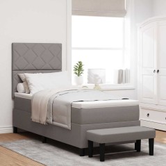 vidaXL Letto con Box Spring con Materasso e Panchina Taupe 80x200 cm Tessuto