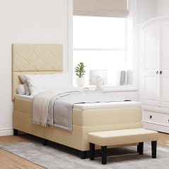 vidaXL Letto Box Spring con Materasso & Panchina Crema 80x200 cm Tessuto