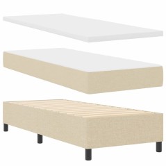 vidaXL Letto Box Spring con Materasso & Panchina Crema 80x200 cm Tessuto