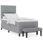 vidaXL Letto Box Spring con Materasso e Panchina Grigio Chiaro 90x190 cm in Tessuto