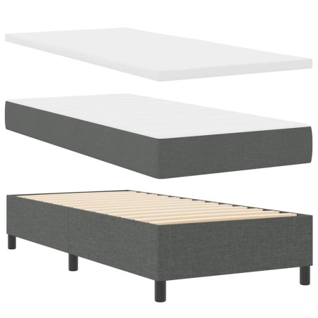 vidaXL Letto con Box Spring e Materasso & Panca Grigio Scuro 90x200 cm in Tessuto