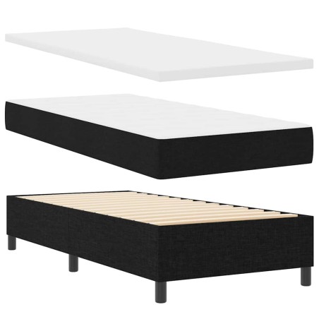 vidaXL Letto con Box Spring e Materasso & Panchetta Nera 90x200 cm Tessuto