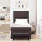 vidaXL Letto a molle e materasso & panca marrone scuro 90x200 cm tessuto vidaXL Letto a molle e materasso & panca marrone scuro 90x200 cm tessuto