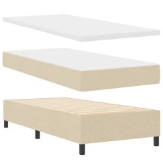 vidaXL Letto con Box Spring e Materasso & Panchina Crema 90x200 cm Tessuto