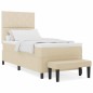vidaXL Letto con Box Spring e Materasso & Panchina Crema 90x200 cm Tessuto vidaXL Letto con Box Spring e Materasso & Panchina Crema 90x200 cm Tessuto