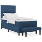 vidaXL Letto box spring e materasso e panca blu 90x200 cm in tessuto