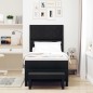 vidaXL Letto a box spring con materasso e panca nera 100x200 cm tessuto vidaXL Letto a box spring con materasso e panca nera 100x200 cm tessuto