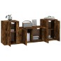 Set Mobili Porta TV 3 pz Rovere Fumo in Legno Multistrato Set Mobili Porta TV 3 pz Rovere Fumo in Legno Multistrato