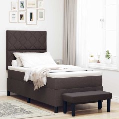 vidaXL Letto con Box Spring e Panchina Marrone Scuro 100x200 cm in Tessuto