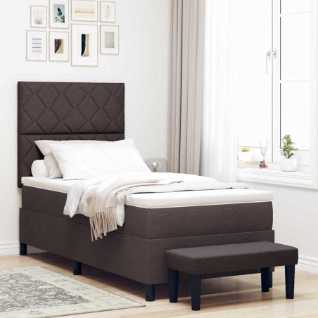 vidaXL Letto con Box Spring e Panchina Marrone Scuro 100x200 cm in Tessuto