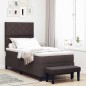 vidaXL Letto con Box Spring e Panchina Marrone Scuro 100x200 cm in Tessuto vidaXL Letto con Box Spring e Panchina Marrone Scuro 100x200 cm in Tessuto