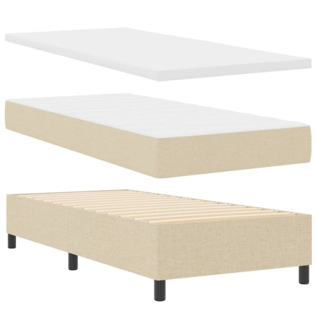 vidaXL Letto a molle con materasso e panca crema 100x200 cm tessuto
