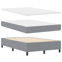 vidaXL Letto con Box Spring e Materasso e Panca Grigia 120x190 cm in Tessuto