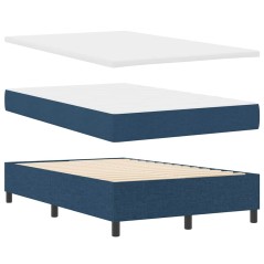 vidaXL Letto Box Spring con Materasso e Panchina Blu 120x190 cm Tessuto