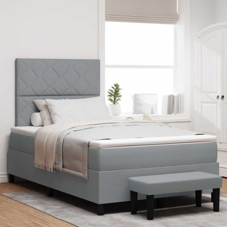 vidaXL Letto a Molle con Materasso e Panchina Grigio Chiaro 120x200 cm Tessuto