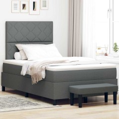 vidaXL Letto Box Spring con Materasso e Panchina Grigio Scuro 120x200 cm Tessuto