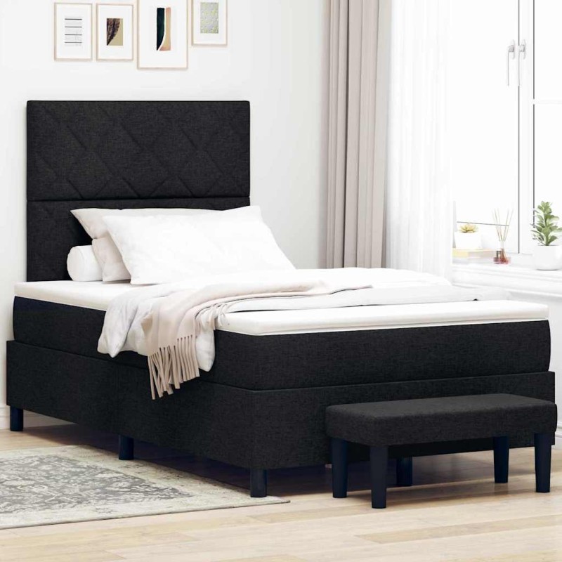 vidaXL Letto con Box Spring e Materasso Nera 120x200 cm Tessuto